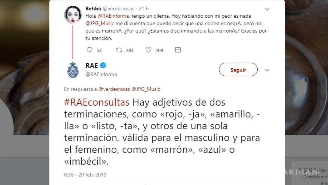 La Real Academia Española llama ‘imbécil’ a usuaria de Twitter