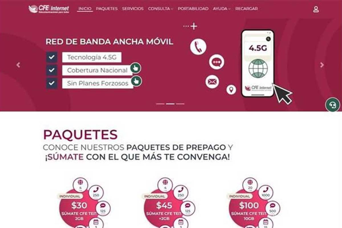 CFE ofrece internet y telefonía móvil, lanza paquetes desde 30 pesos