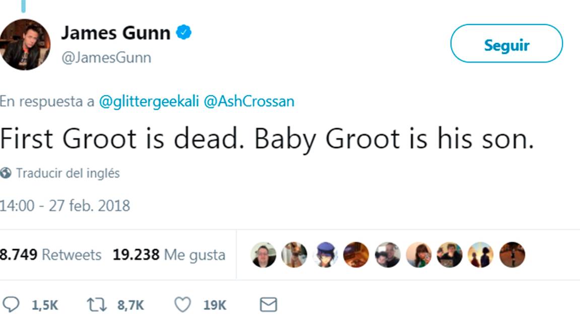 $!Triste verdad, Groot está muerto y Baby Groot es su hijo, confirma James Gunn