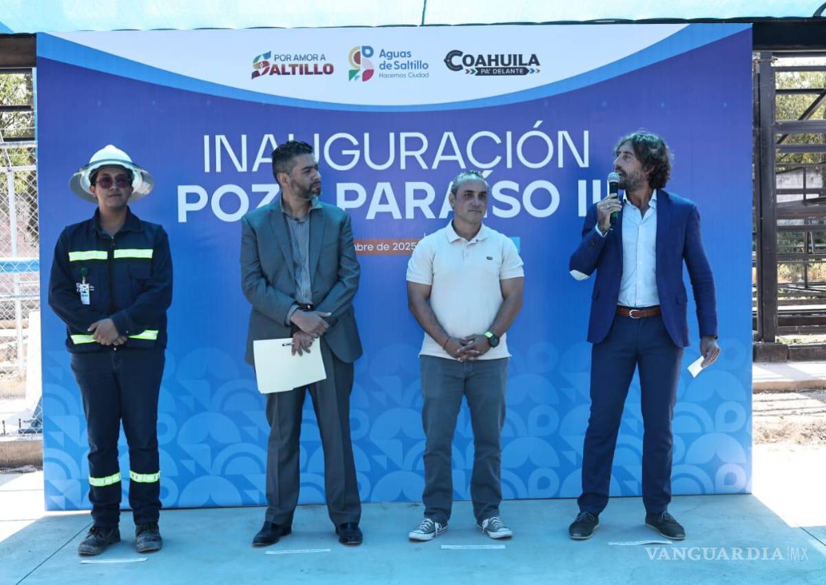 $!José Iván Vicente, gerente de Aguas de Saltillo, durante la inauguración del nuevo pozo Paraíso 3.
