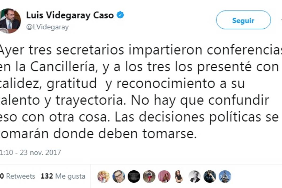 Dice Videgaray que no 'destapó' a Meade