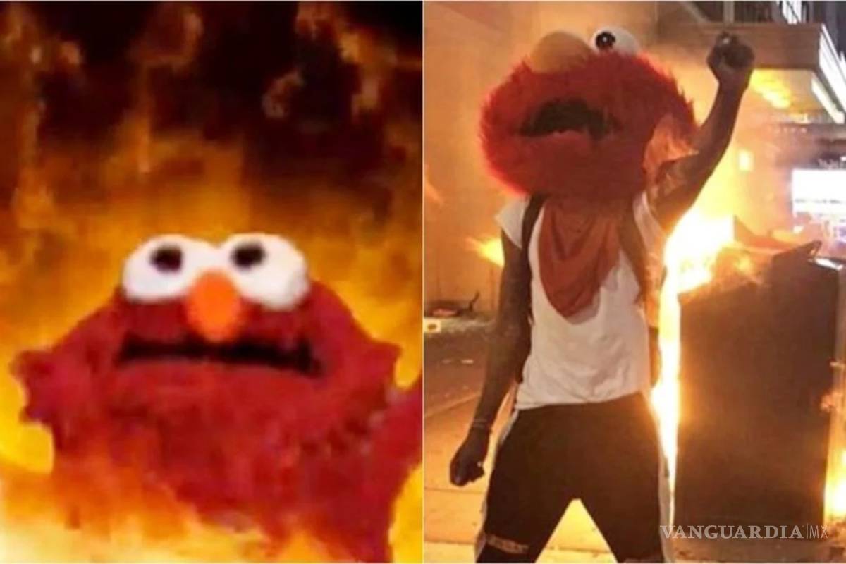 Del meme a la vida real... Elmo en llamas se suma a las protestas por el asesinato de George Floyd (fotos)