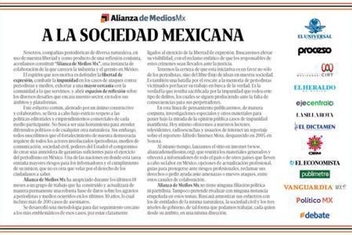 Nace Alianza de Medios MX, la plataforma para alzar la voz contra agresiones a periodistas