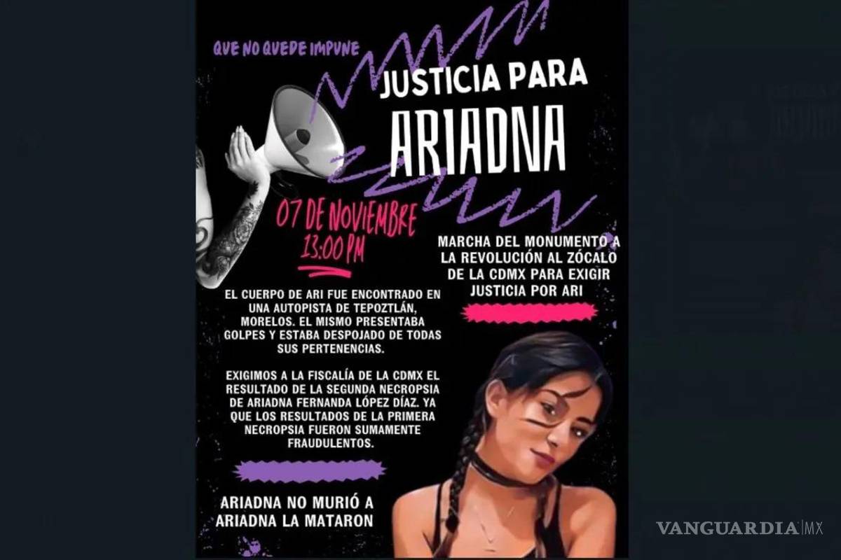 Convocan a marchar en la CDMX por feminicidio de Ariadna Fernanda