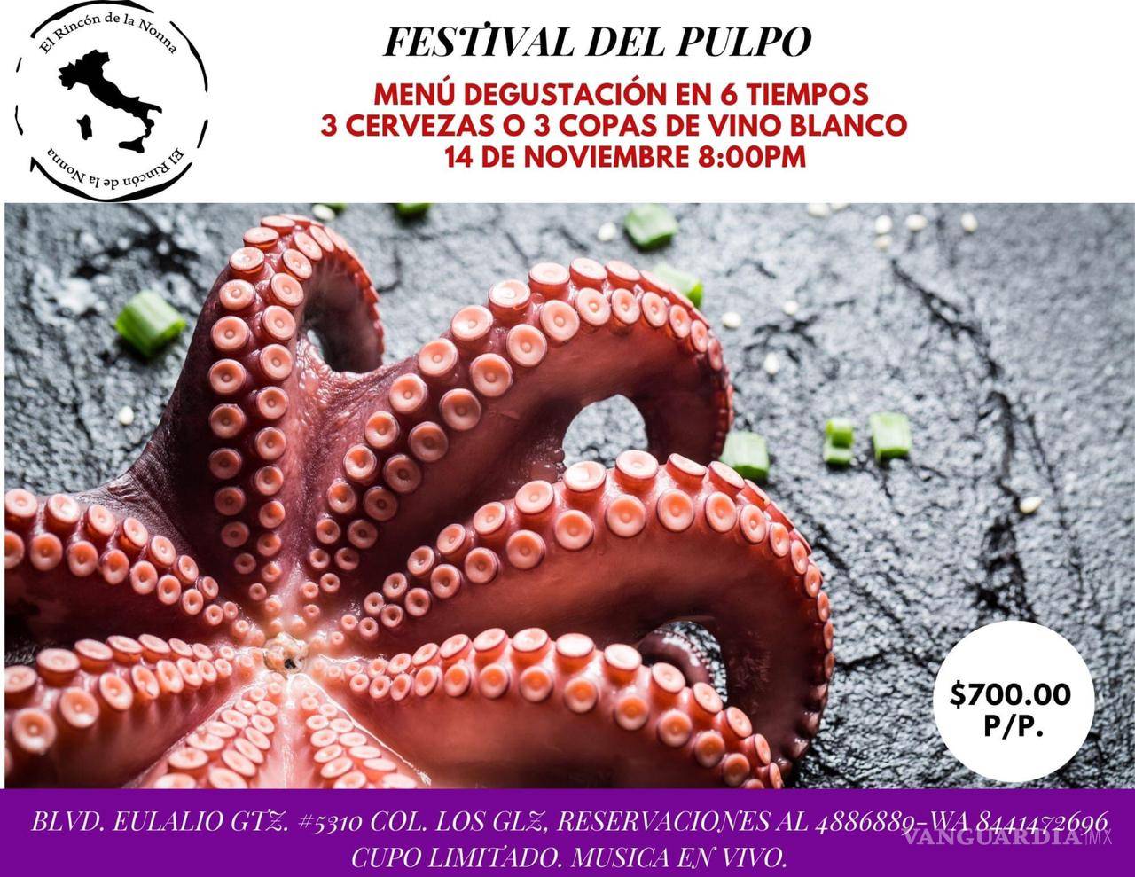 $!El Rincón de la Nonna te invita a su Festival del Pulpo