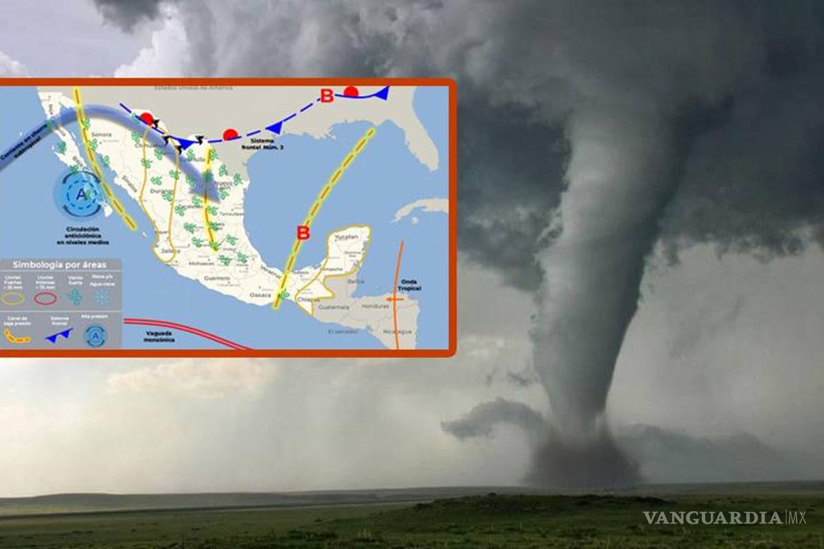 Alerta por Frente Frío 3... azotará a México con tornados, fuertes lluvias y tormentas en estos estados