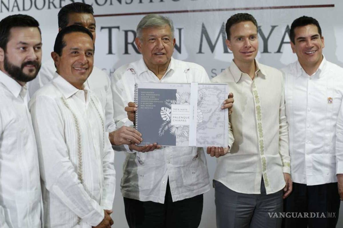 Tren Maya estará listo en cuatro años, AMLO y gobernadores llegan a acuerdo