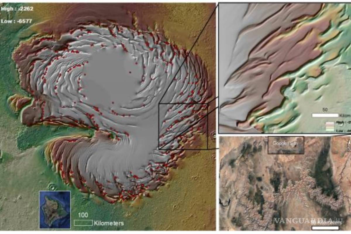 Cañones de hielo en forma de espiral en Marte se formaron por la erosión