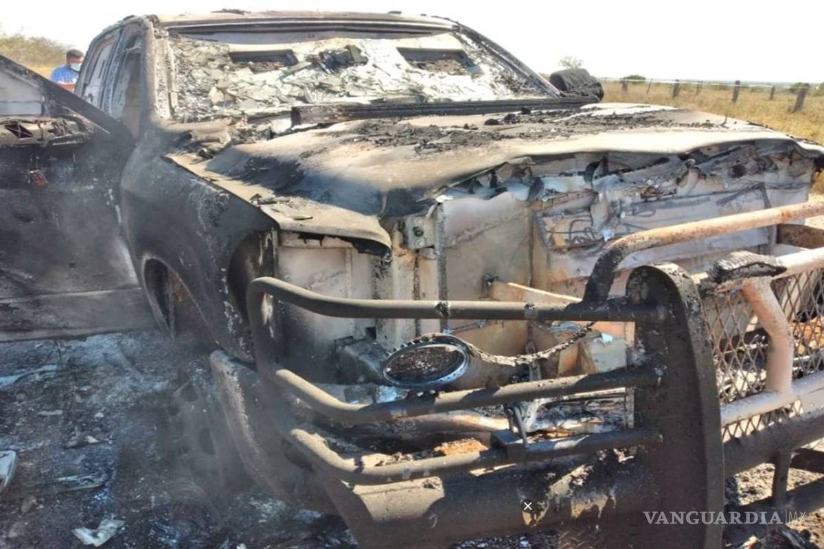 Encuentran cuatro cuerpos calcinados dentro de camioneta en Tamaulipas