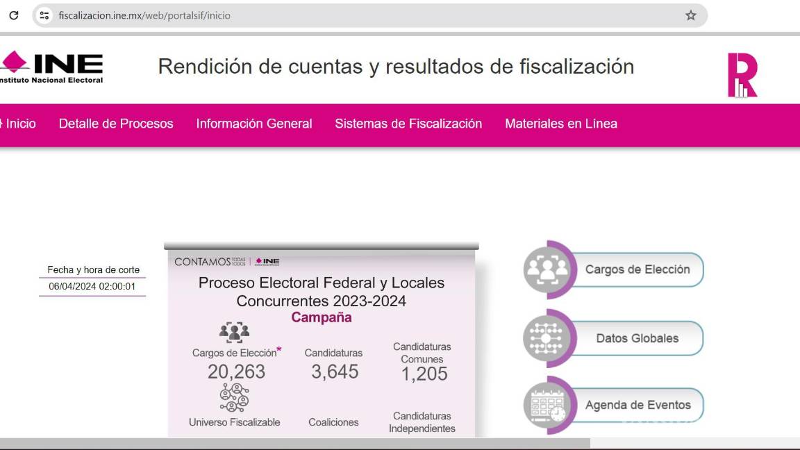 $!El INE habilitó este portal para dar cuenta del avance en los gastos que tienen los candidatos a las alcaldías.