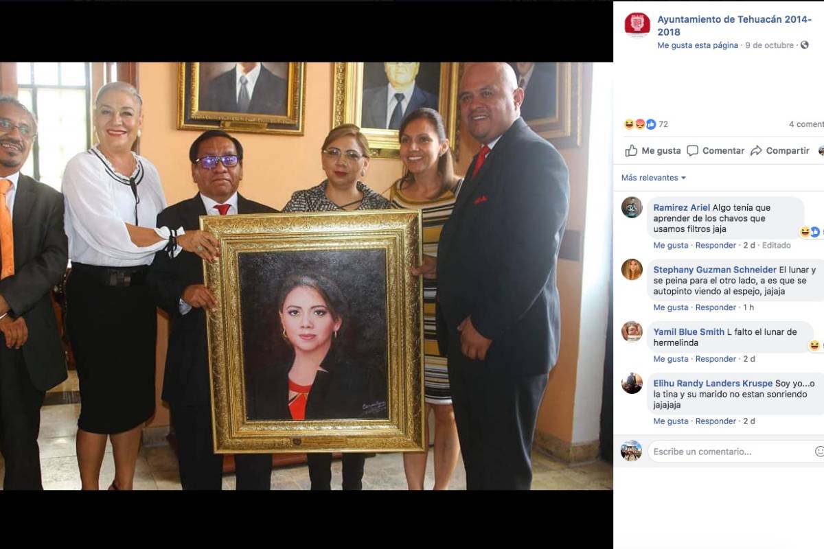$!Le dan 'manota de gato' a retrato de alcaldesa de Tehuacán... se exceden con el retoque y genera burlas
