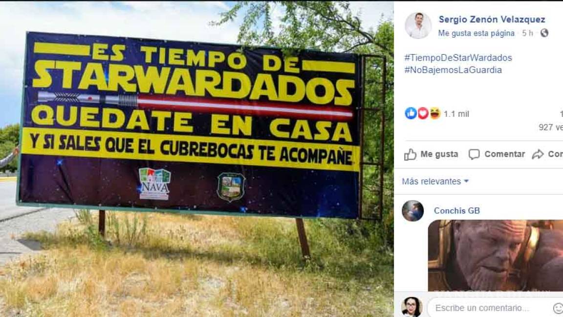 #EsTiempoDeStarWardados, así invita alcalde de Nava, Coahuila, a cuidarse del COVID-19