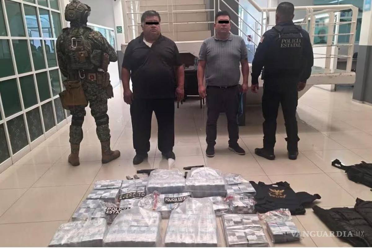 Caen dos hombres con 37 millones en efectivo y armas en camioneta blindada