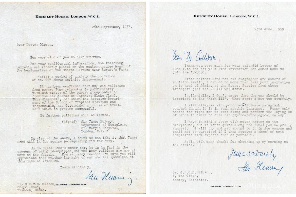 Subastan carta en la que Ian Fleming anticipó una historia actual de 007