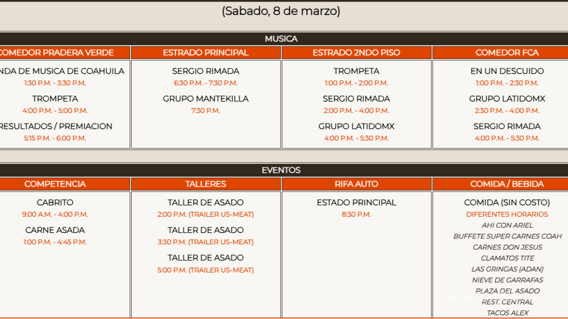 $!Itinerario de eventos del Festival de la Carne Asada, 2025, en Sabinas, Coahuila