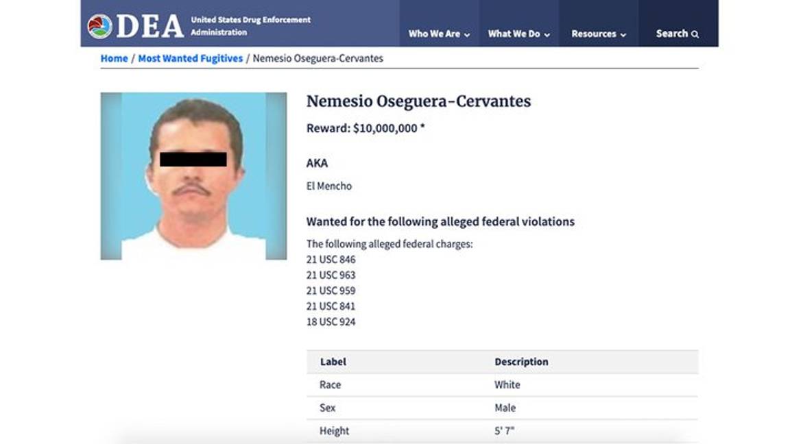 $!“El Mencho” se convierte en el más buscado por la DEA