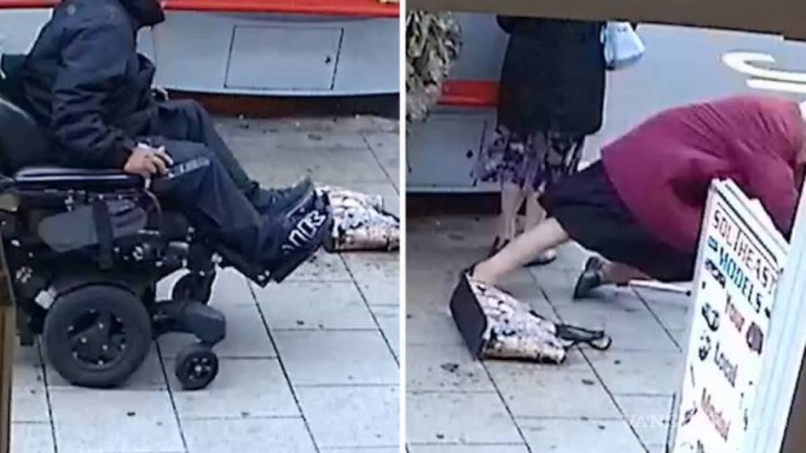 Hombre en silla de ruedas atropella a dos ancianas (video)