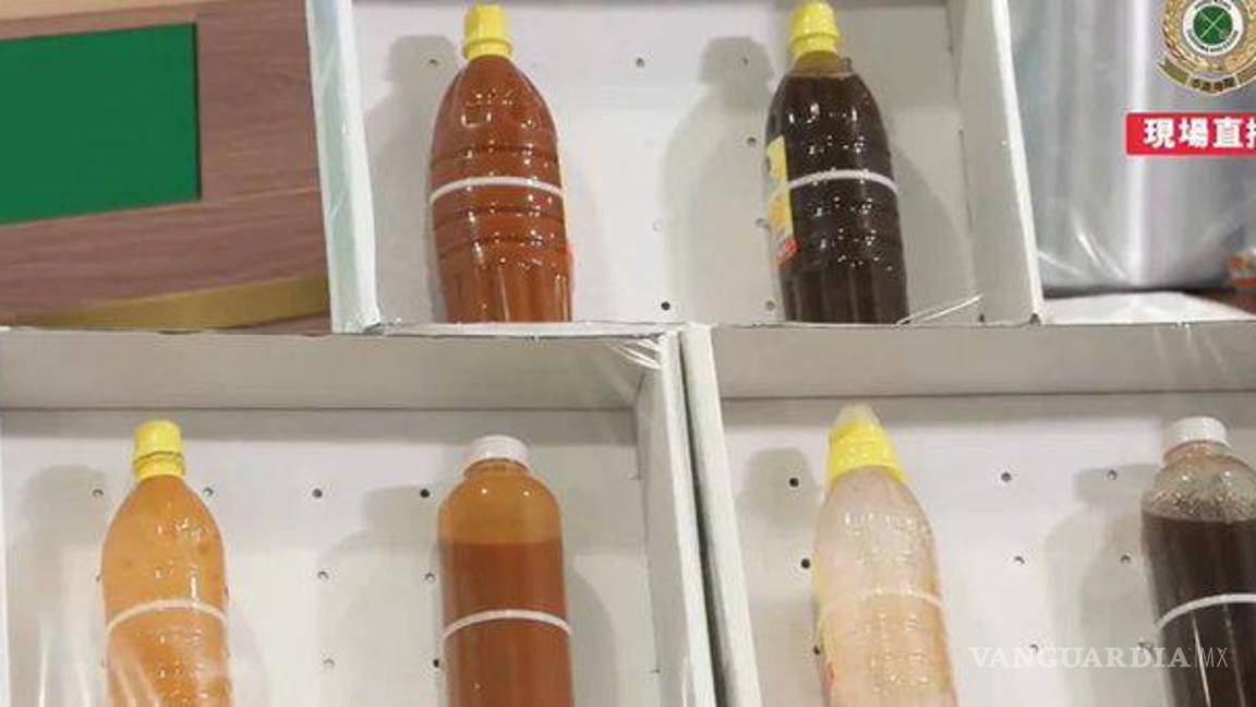 $!Disfrazan metanfetamina líquida como salsa en México y la ‘exportan’ a Hong Kong
