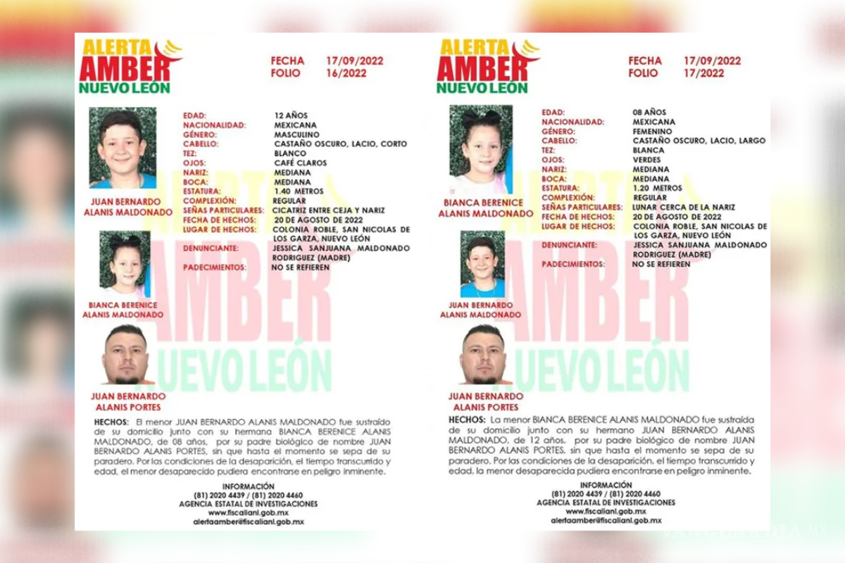 Activan Alerta Amber tras desaparición de dos hermanos en Nuevo León