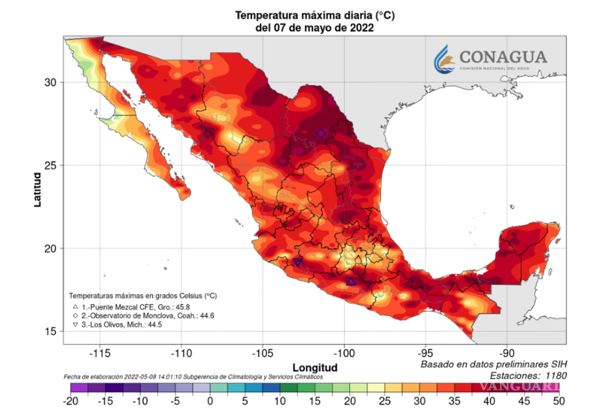 Coahuila, de los estados más calurosos este fin de semana; Monclova fue segundo lugar a nivel nacional con 44.6°