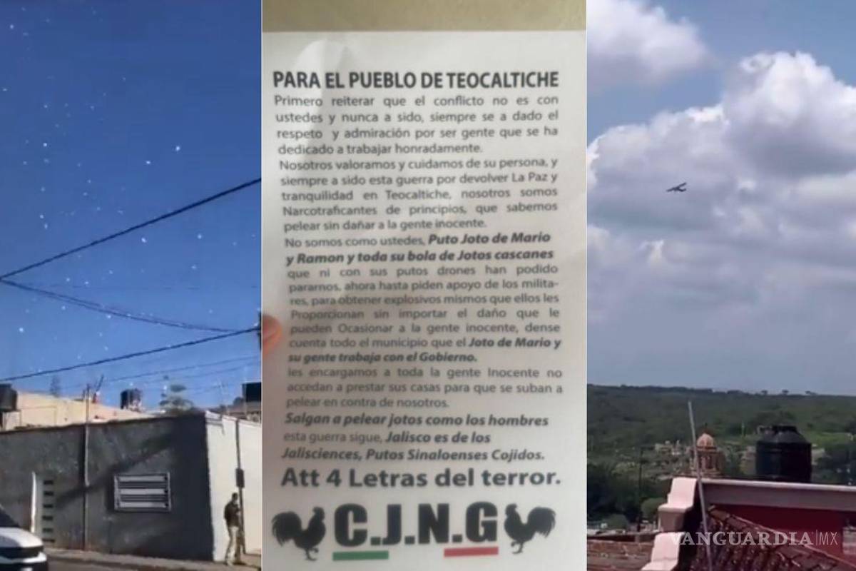 Supuesto lanzamiento de folletos con mensaje del CJNG en Teocaltiche no es reciente; video es del año pasado
