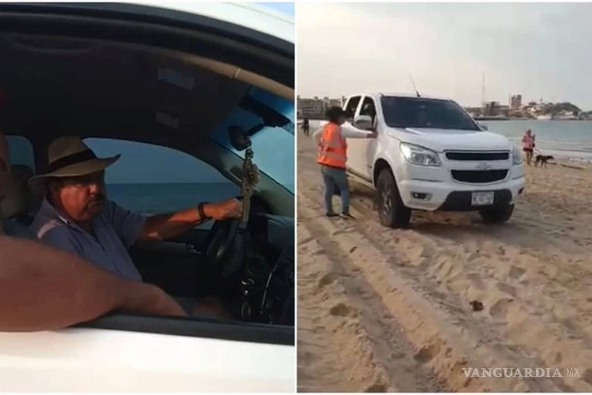 Papá de alcaldesa de Hermosillo pasea en la playa ¡con su camioneta!