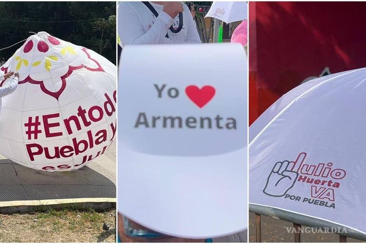 $!Hacen propaganda a aspirantes de Morena durante desfile de la Batalla de Puebla
