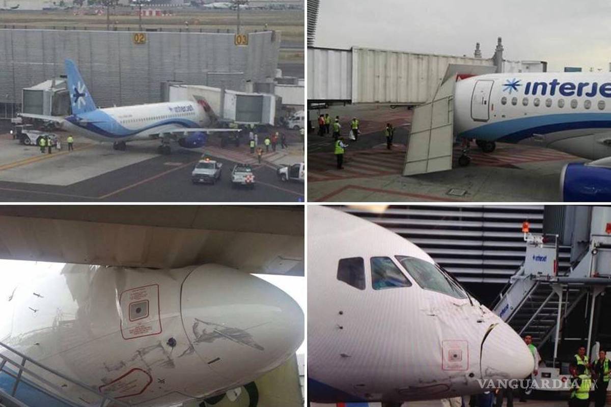 Avión de Interjet choca con pasillo telescópico; no hay heridos