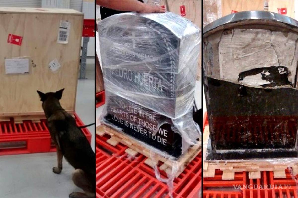 Aseguran lápida con droga en el AICM