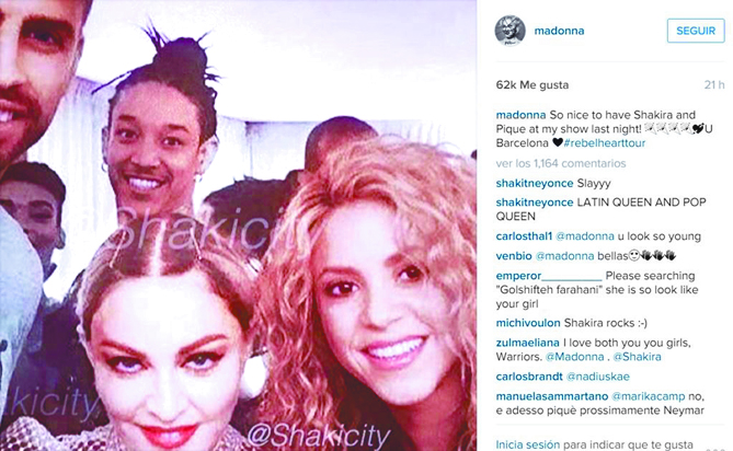 Madonna comparte foto junto a Shakira y Piqué