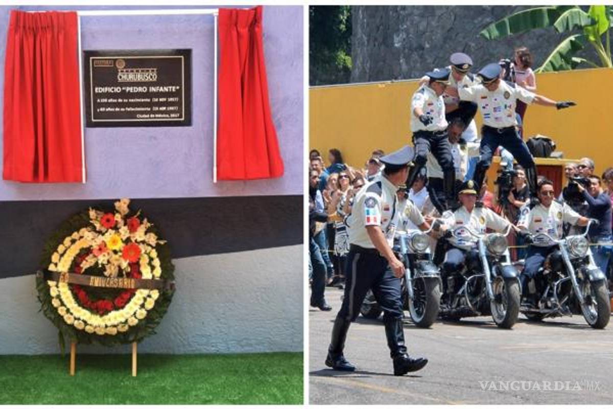 Develan placa en honor a Pedro Infante en los Estudios Churubusco
