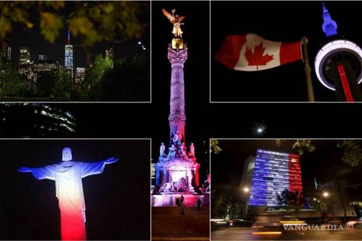 Edificios del mundo encienden colores por Francia