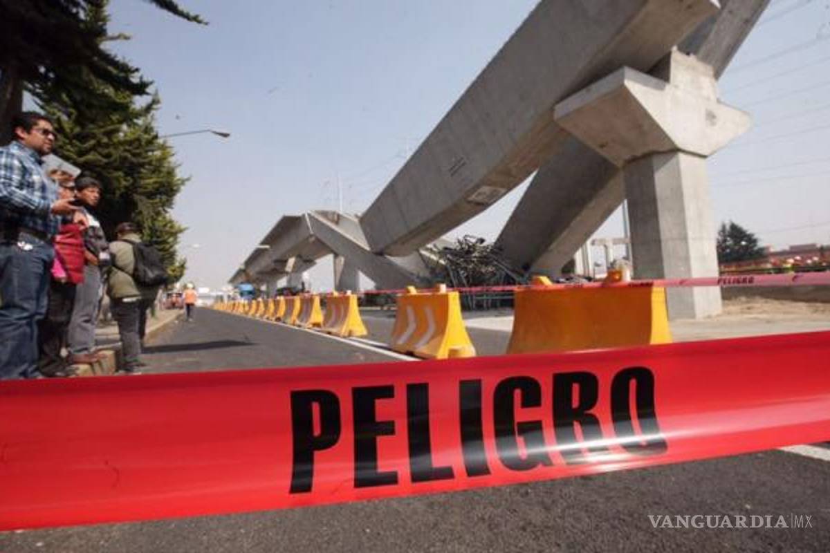 Colapsan trabes de concreto de 111 toneladas en obras del Tren México-Toluca