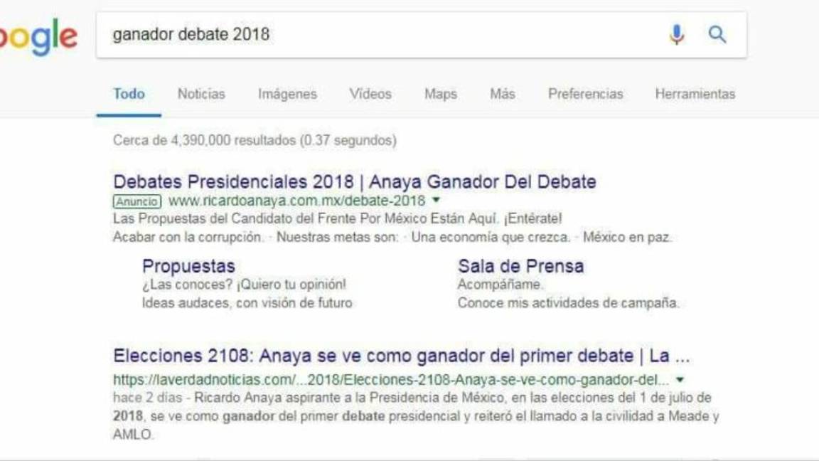 $!Ricardo Anaya se declara ganador del debate... cuatro días antes, en Google