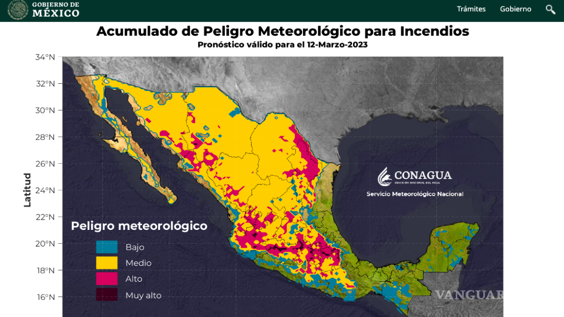 $!Pronóstico de Peligro Meteorológico para Incendios correspondiente al 12 de marzo de 2023.