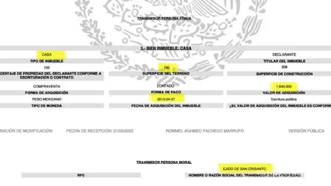 $!Rommel Pacheco manipuló su declaración patrimonial para ocultar una propiedad en Mérida