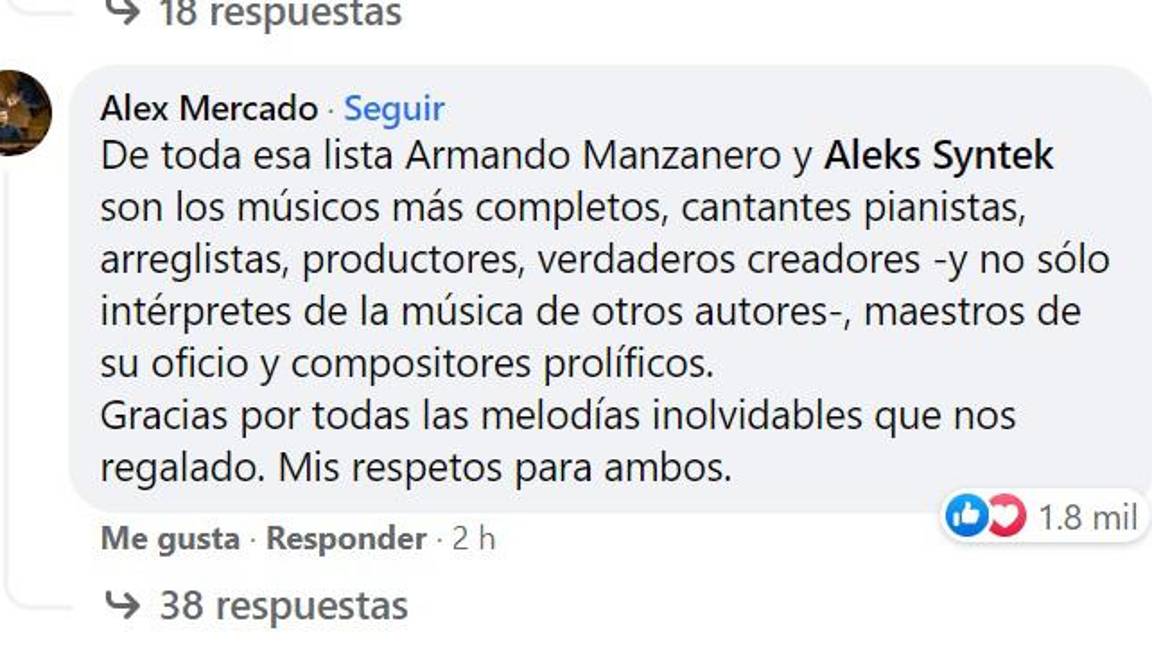 $!Los fans de Aleks Syntek lo defendieron en los comentarios de la publicación de Telehit.