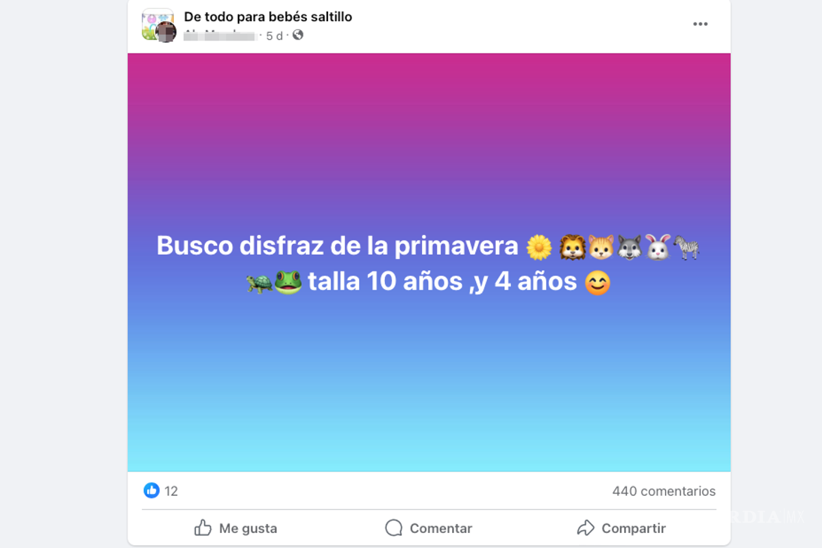 $!Padres buscan opciones de disfraces para festivales escolares de primavera en Saltillo a través de Facebook.