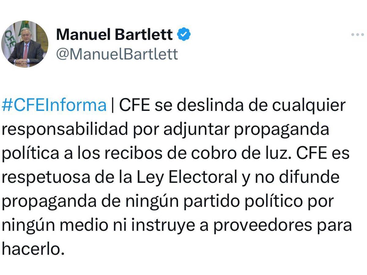 $!¿Propaganda a favor de Claudia Sheinbaum en recibo de luz de la CFE?