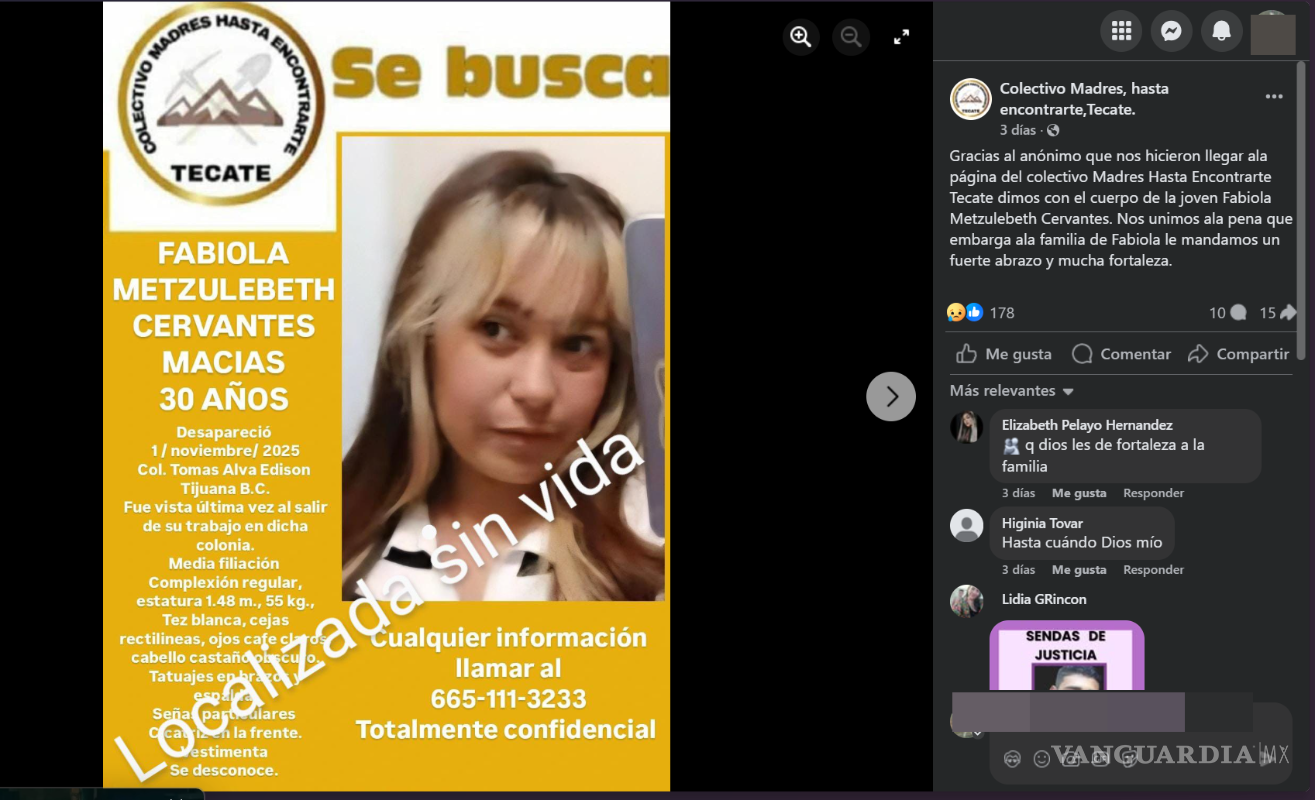 $!Localizan sin vida a Fabiola Metzulebeth Cervantes en un predio de Tijuana tras casi un mes de búsqueda