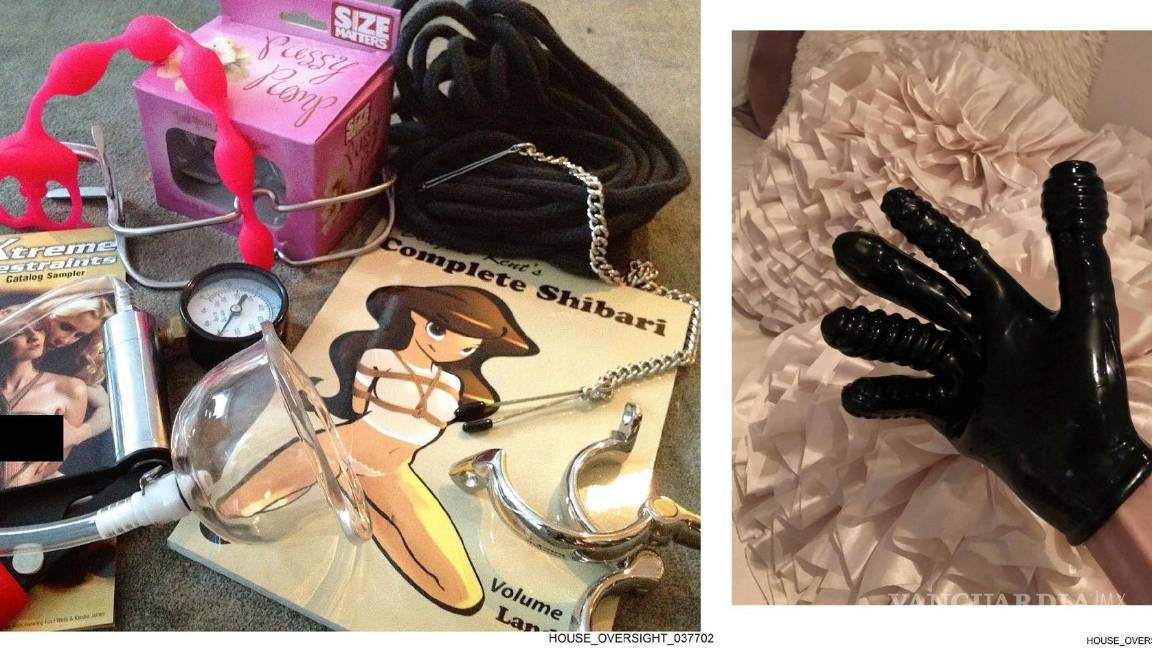 $!Combo de fotografías sin fecha donde aparecen varios juguetes sexuales encontrados en la mansión de Jeffrey Epstein.