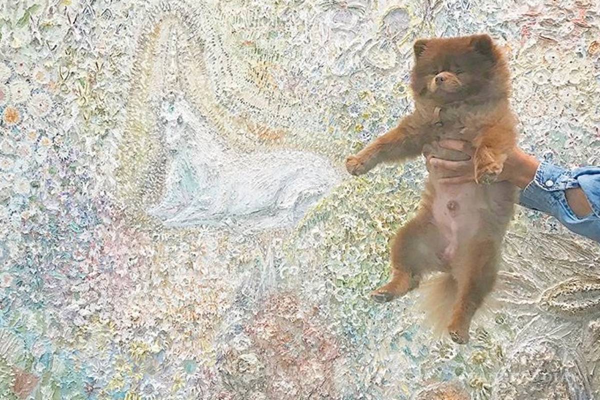 El arte cede ante el carisma de un cachorro en Zona Maco