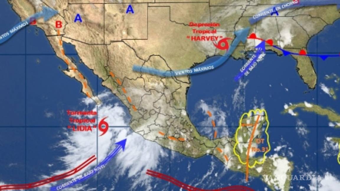 Tormenta Lidia causará lluvias en México, aquí su trayectoria