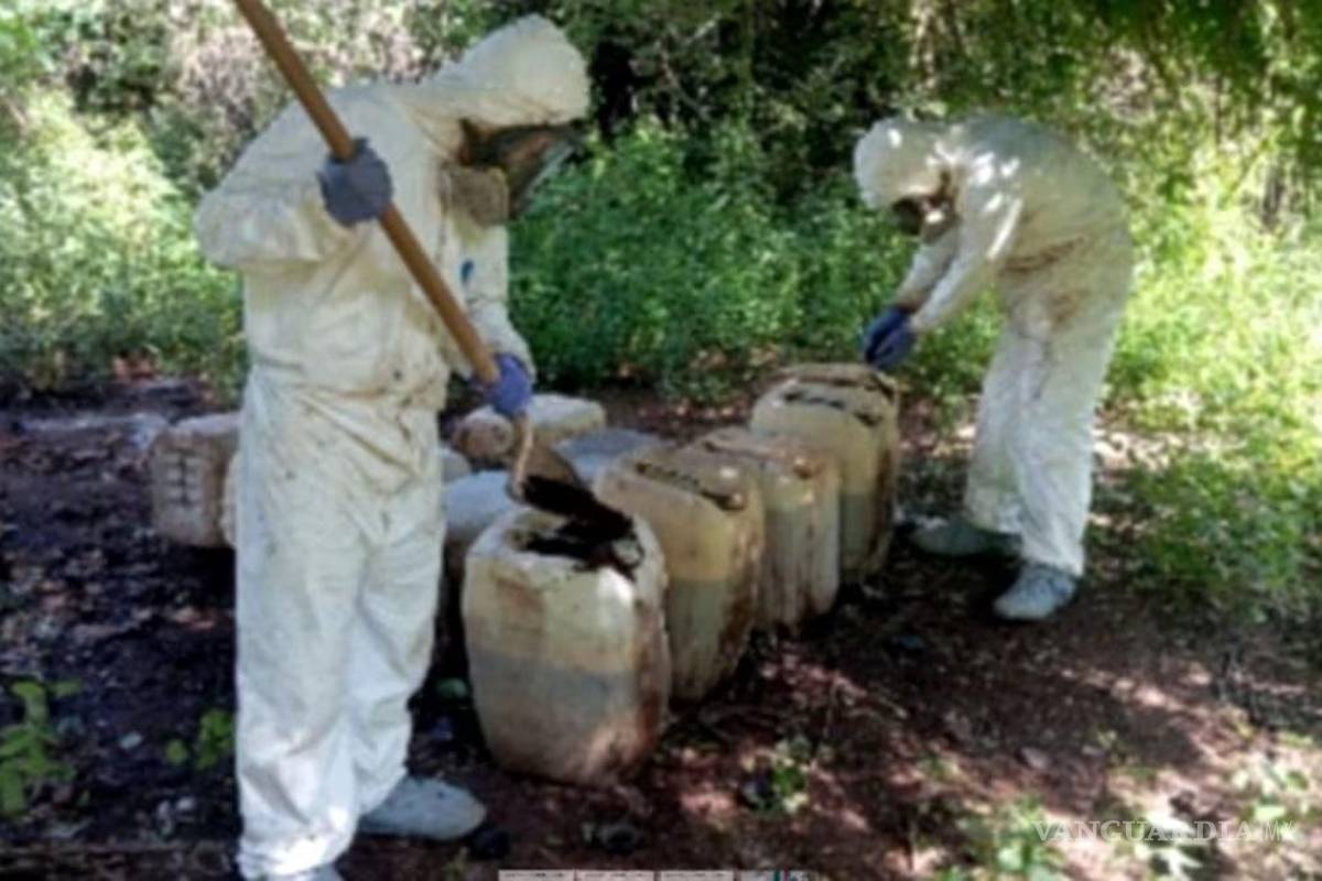 Ejército y Policía Estatal aseguran más de 9 mil litros de sustancias químicas