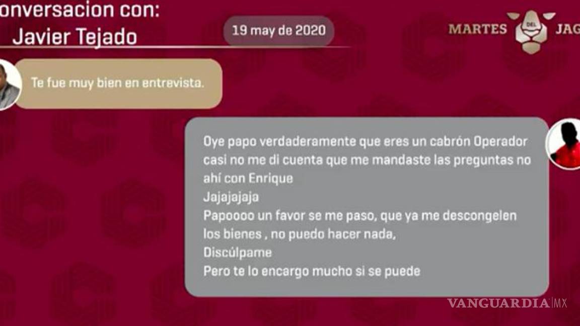 $!Layda Sansores exhibe conversación entre ‘Alito’ Moreno y asesor de Televisa en el ‘Martes del Jaguar’