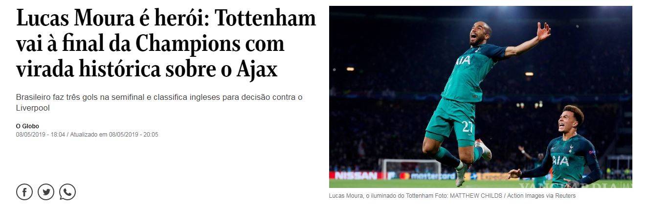 $!Lucas Moura fue el héroe en el 'mejor partido de su vida', la reacción de la prensa brasileña