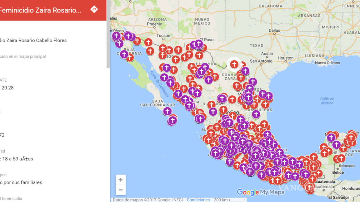 Mexicana crea mapa de feminicidios en Google