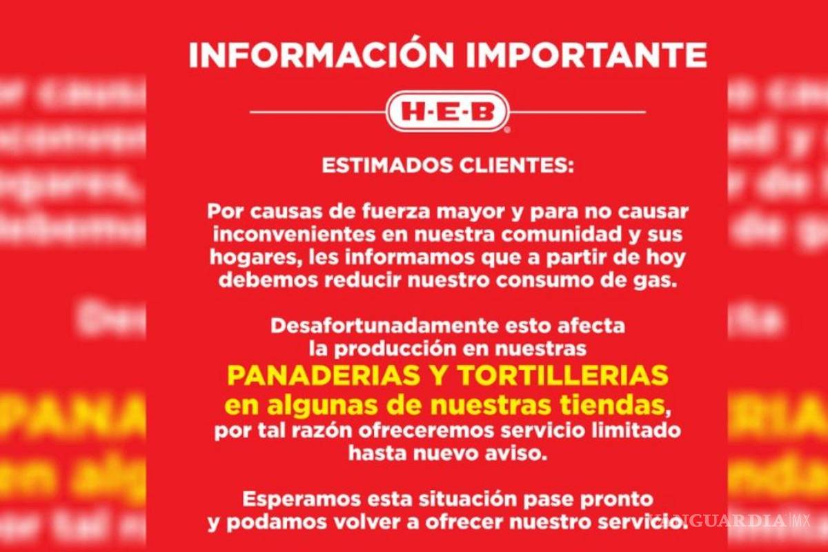 Reducirán sucursales de HEB producción de pan y tortilla tras apagón