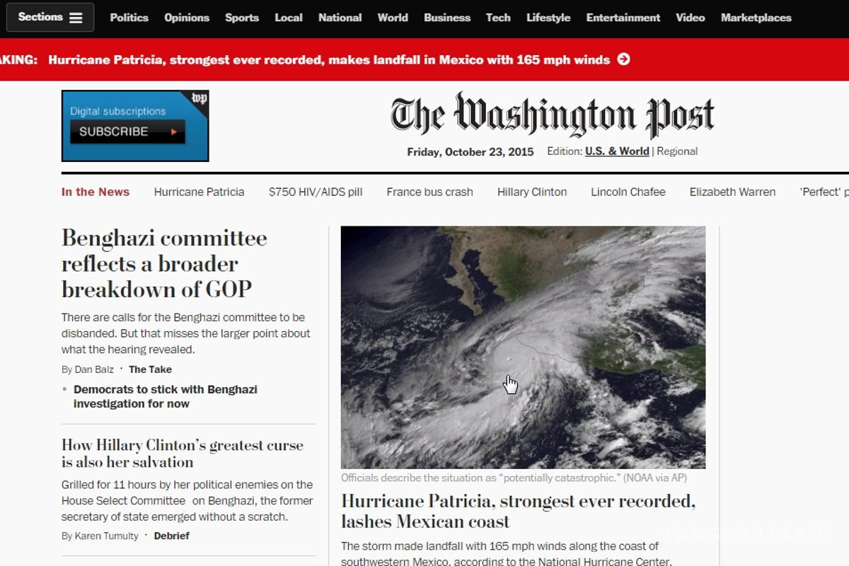 $!Prensa internacional, atenta a emergencia por Patricia