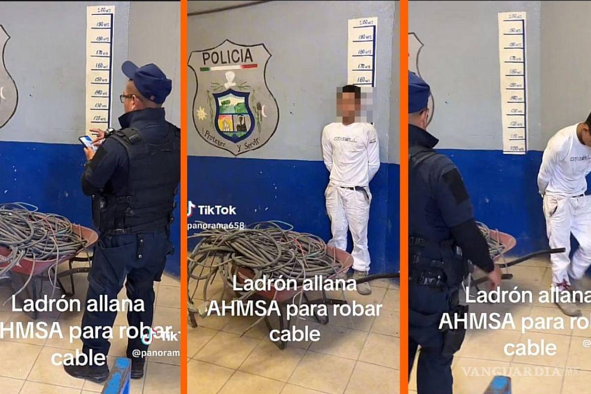 Policía de Monclova detiene a joven por robar cable de AHMSA; video se hace viral en TikTok